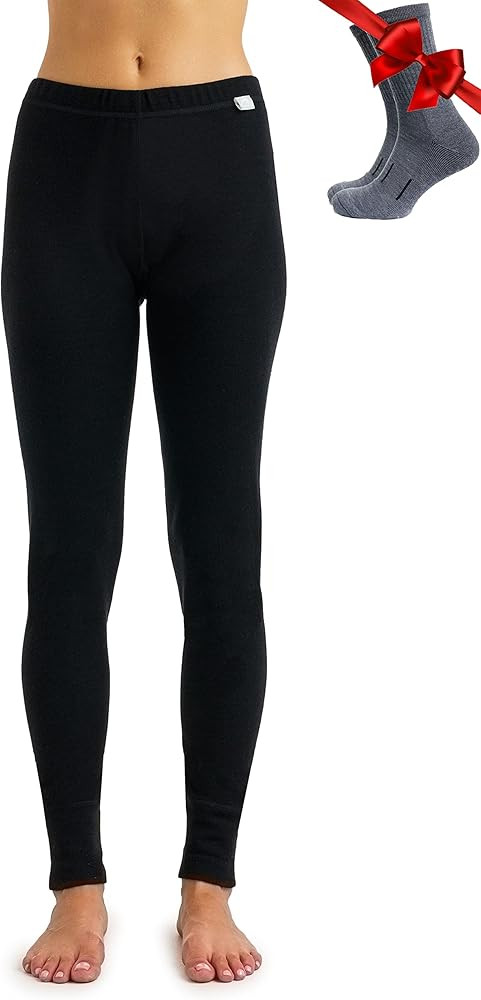 Merino Wool Base Layer Women Pants 100% Merino Wool Leggings Lightweight, Midweight Thermal Under... | Amazon (US)