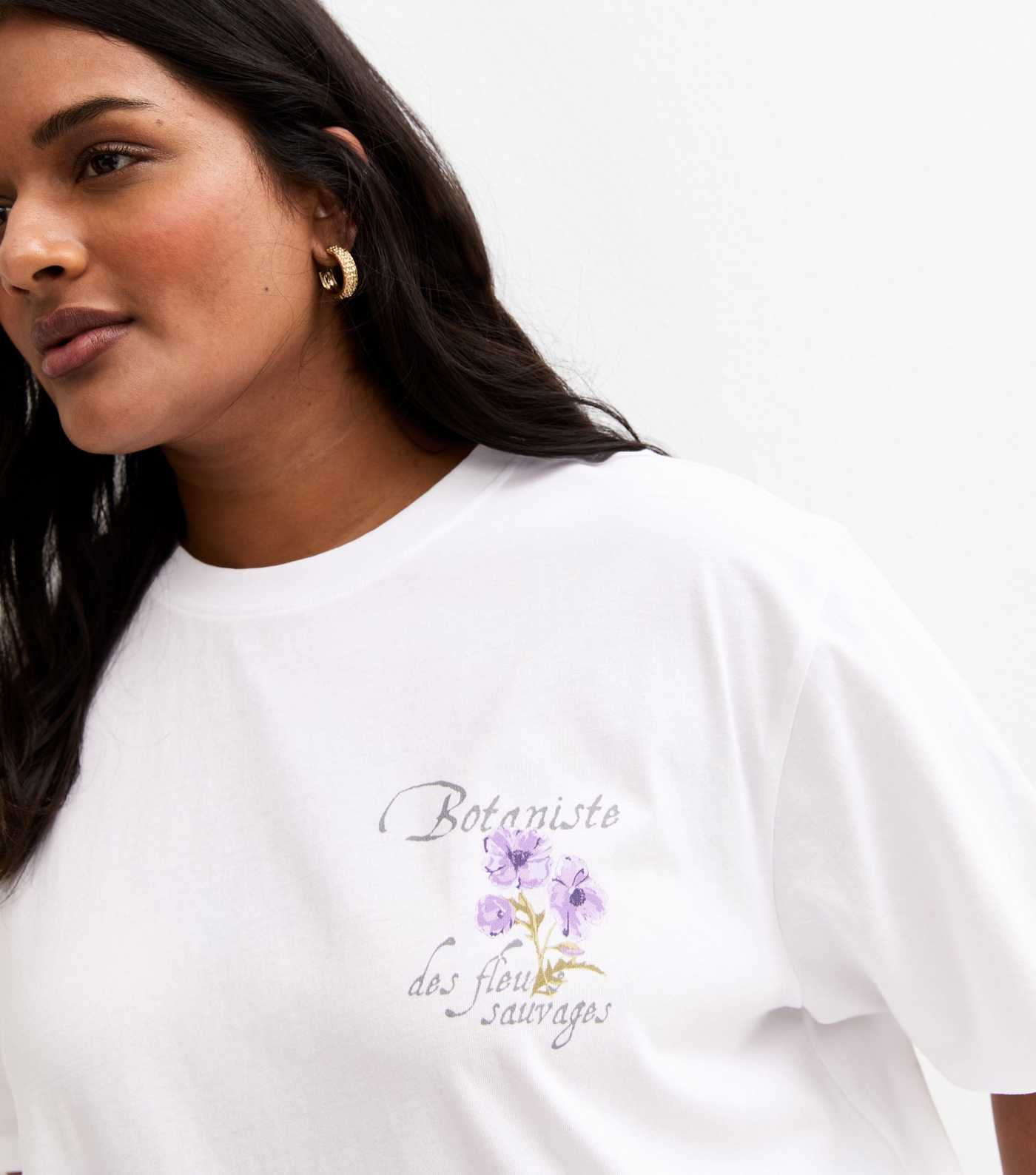 Curves White Cotton Oversized Floral Print T-Shirt | New Look | New Look (UK)