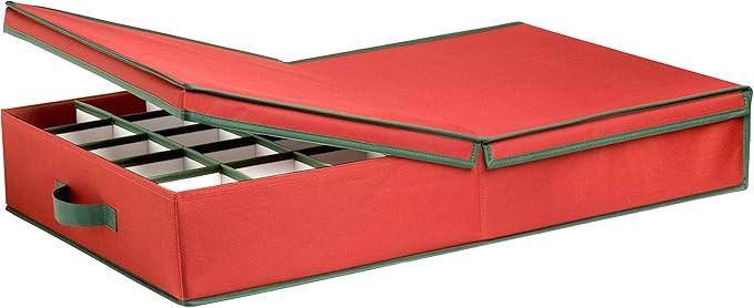 Honey-Can-Do Ornament Storage Box with Dividers, Red/Green | Amazon (US)