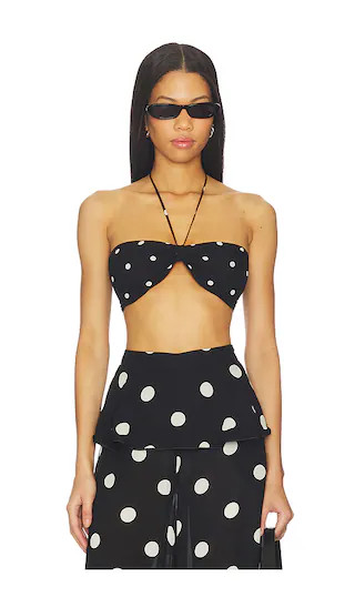 Polka Dot Bandeau Top in Black | Revolve Clothing (Global)