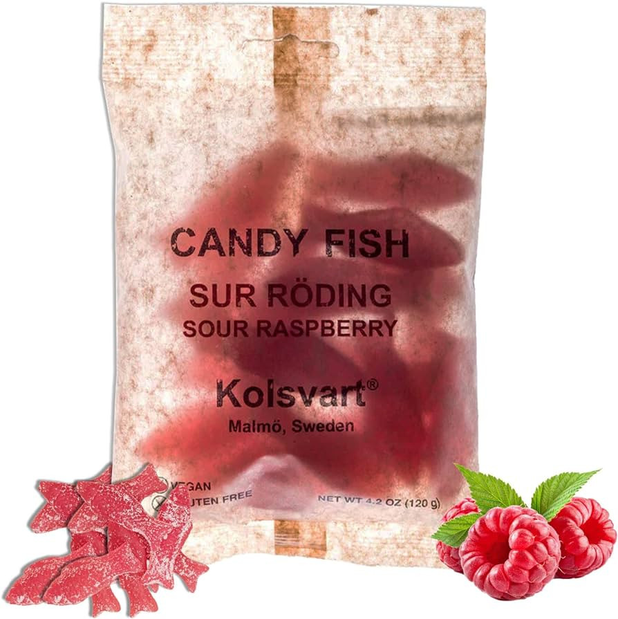 Kolsvart Sour Raspberry Candy Fish, 4.2 OZ | Amazon (US)