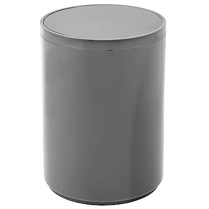 mDesign Plastic Small Slim Round 1.7 Gallon Trash Can with Removable Swing Lid - Wastebasket, Gar... | Amazon (US)