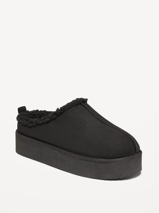 Sherpa-Lined Platform Slippers | Old Navy (CA)