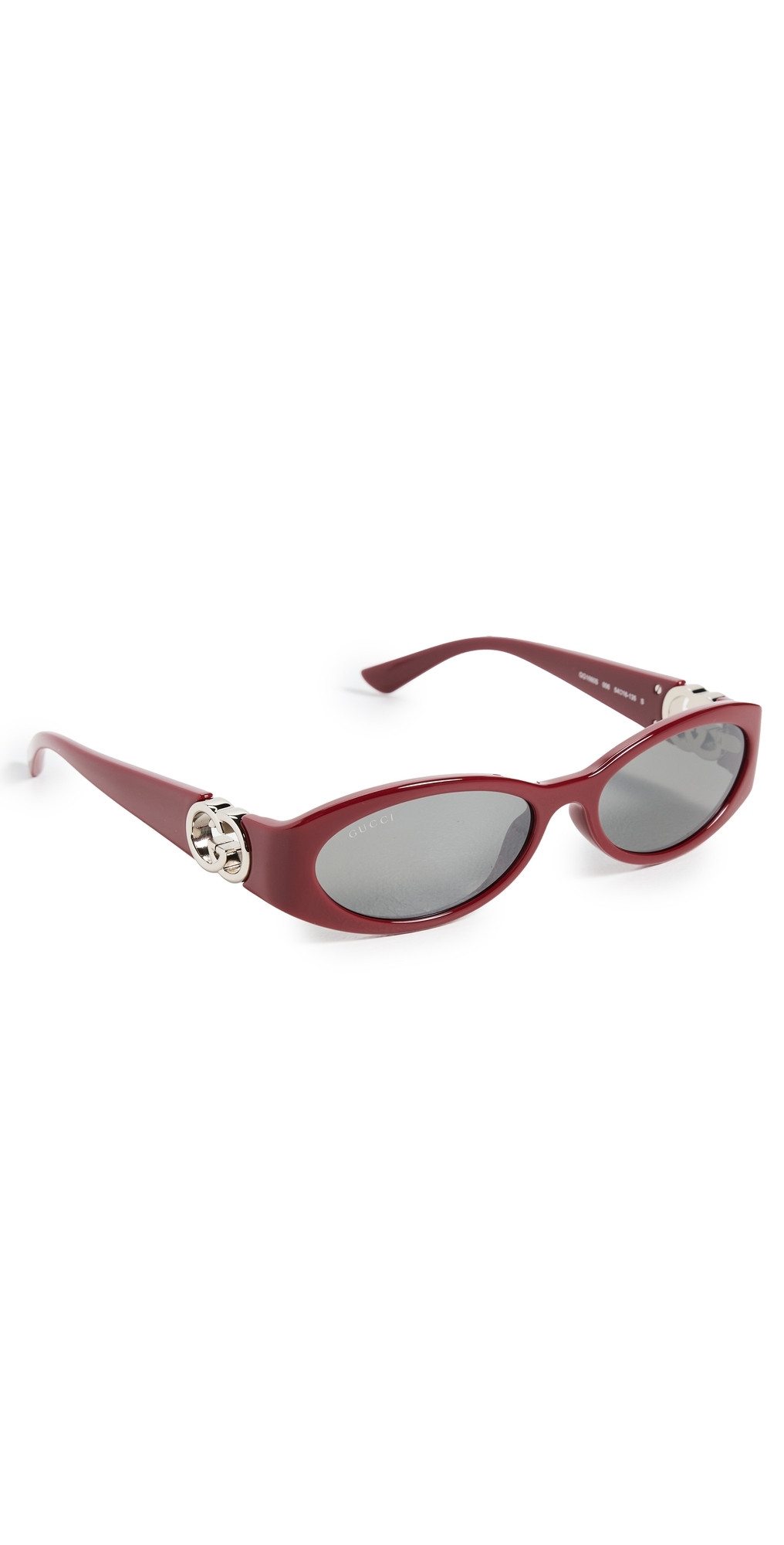Gucci Hailey Oval Sunglasses Burgundy/Burgundy/Grey One Size | Shopbop
