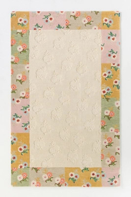 Mille Tufted Wool Floral Border Rug | Anthropologie (US)