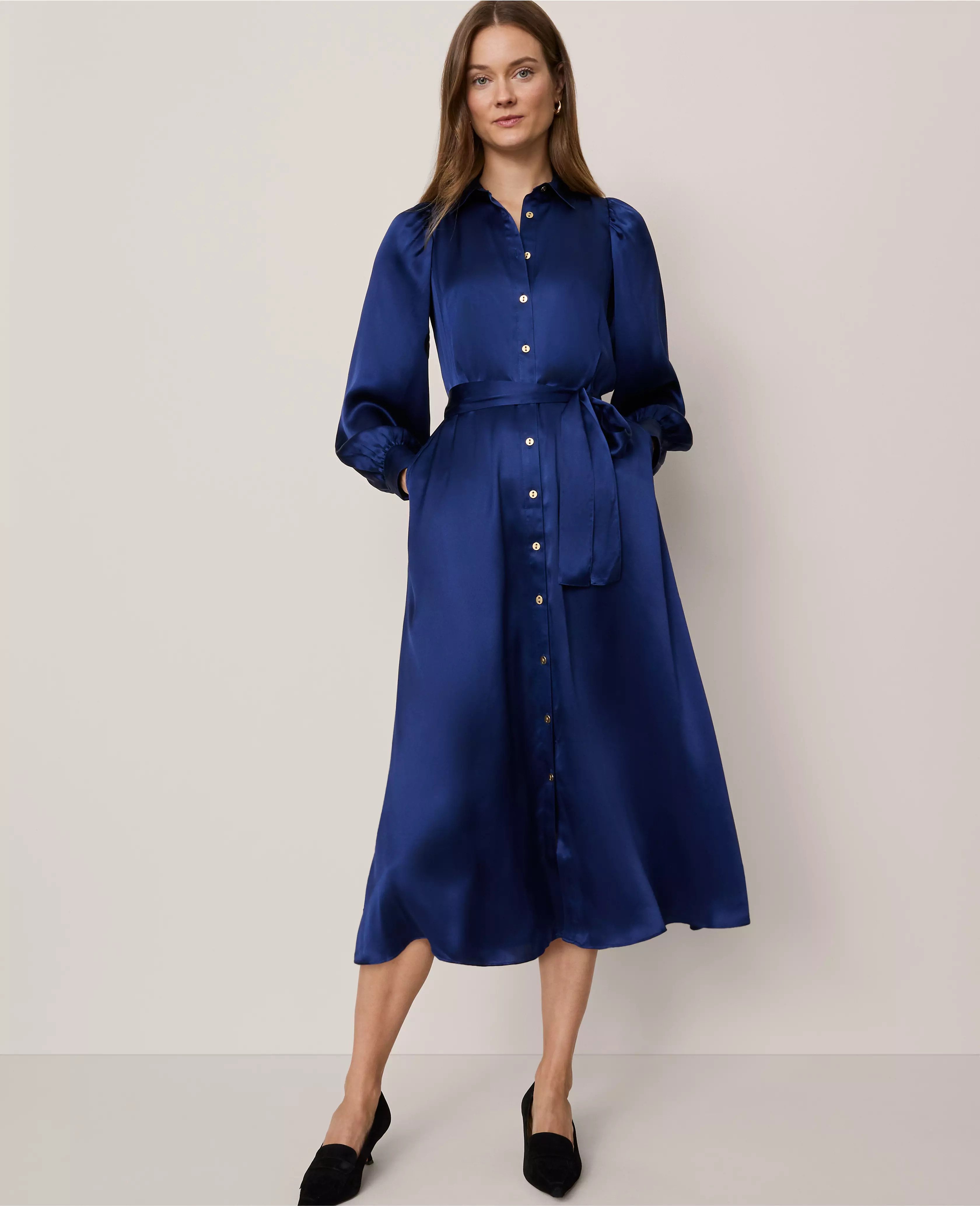 Studio Collection Silk Shirtdress | Ann Taylor
