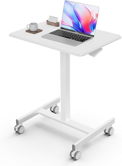 DUMOS Mobile Small Standing Desk, Portable Rolling Laptop Desk with 2 Lockable Wheels, Adjustable... | Amazon (US)