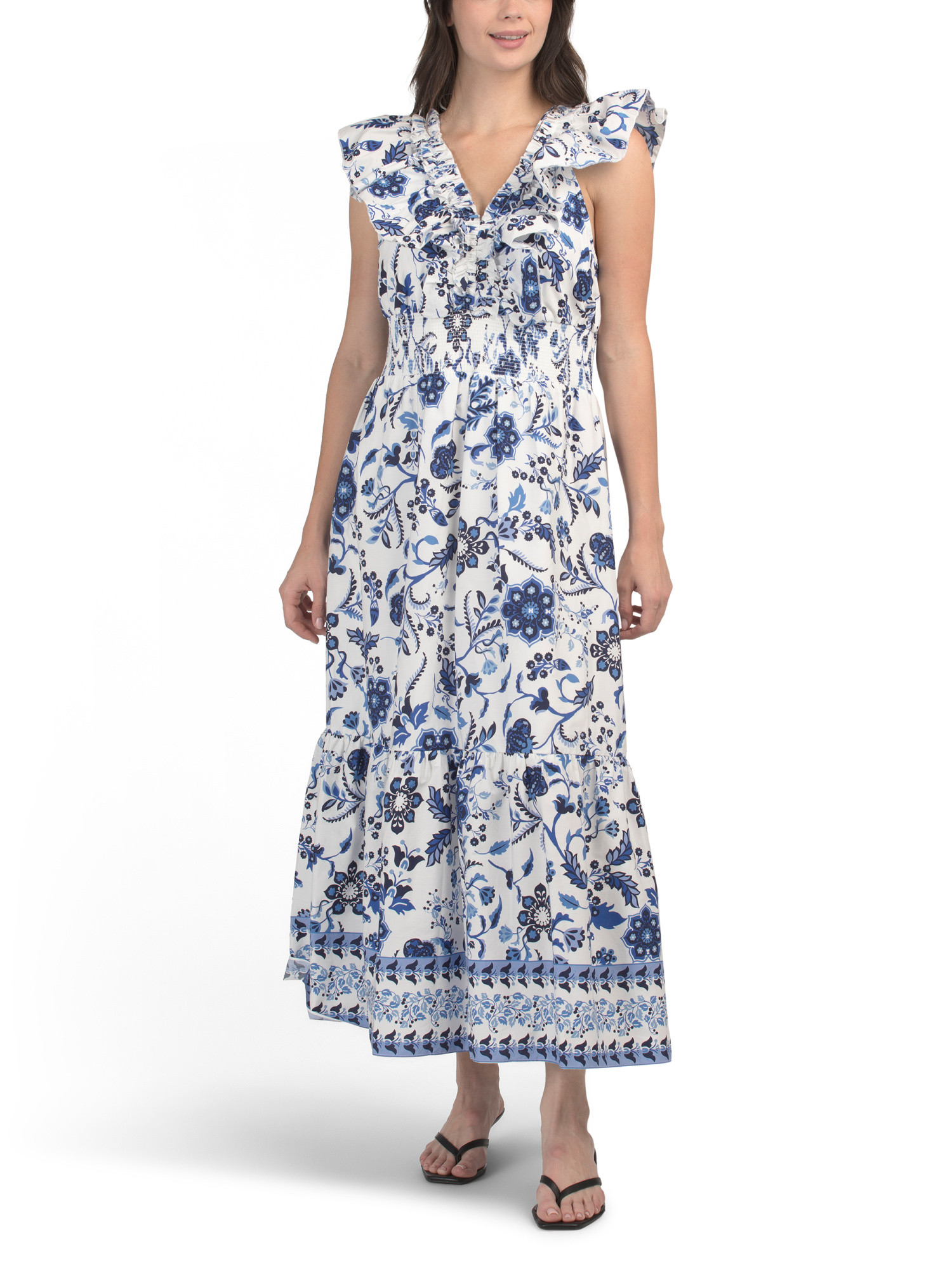 Ruffle V-neck Floral Maxi Dress | Casual Dresses  | Marshalls | Marshalls