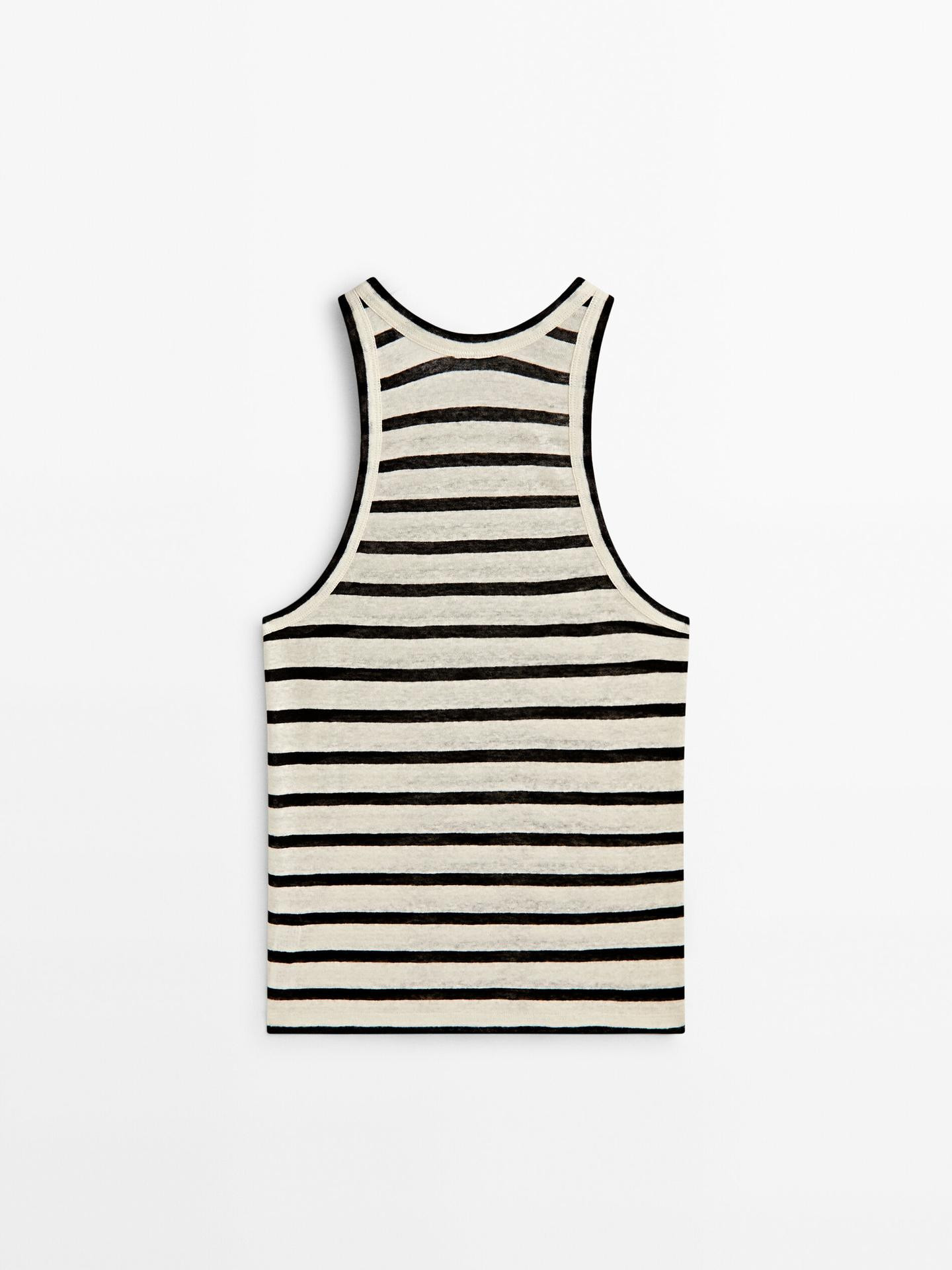 Striped linen tank top | Massimo Dutti US