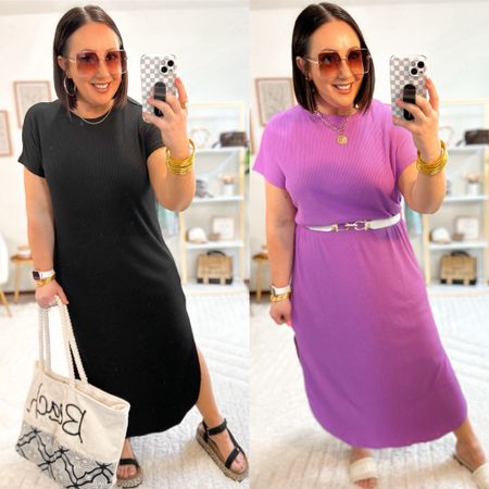 Ribbed maxi dresses under $15 back in stock!  XL in the purple color. L in the black. Largest size in the belts  

#LTKSeasonal #LTKmidsize #LTKfindsunder50