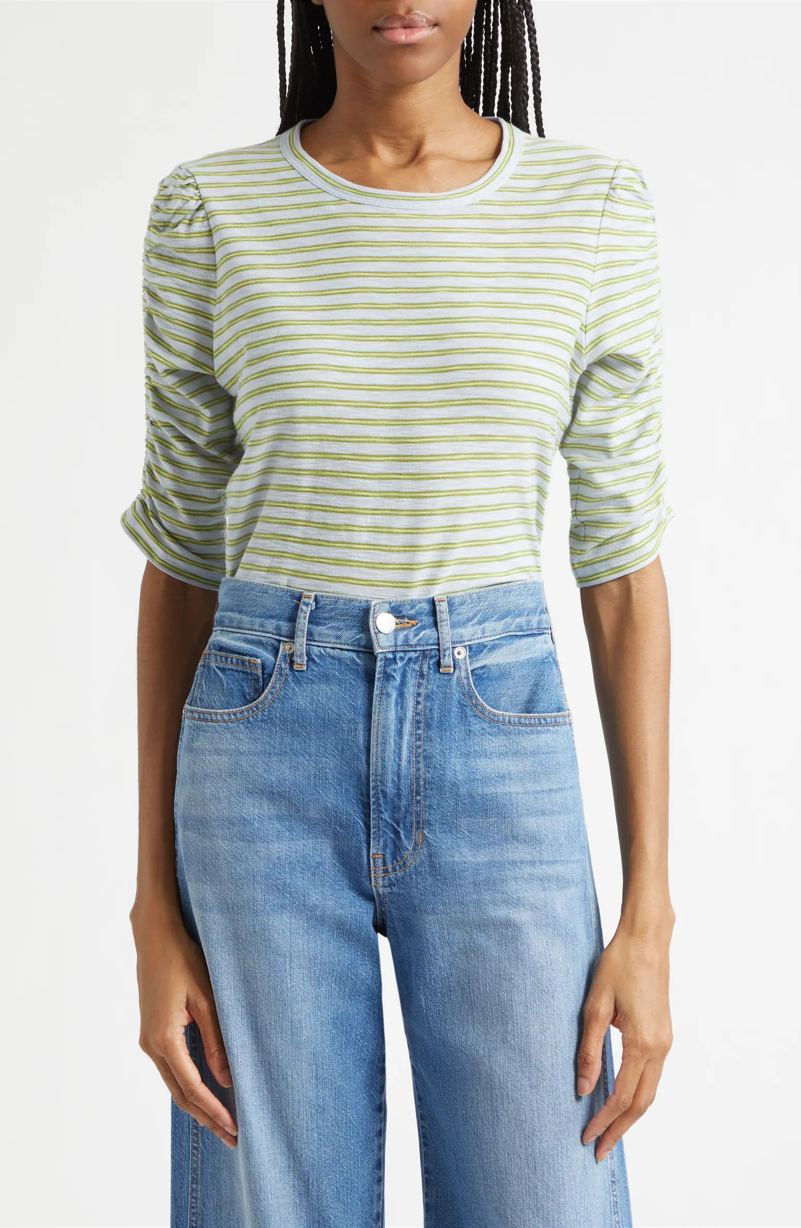 Waldorf Stripe Ruched Sleeve Tee | Nordstrom