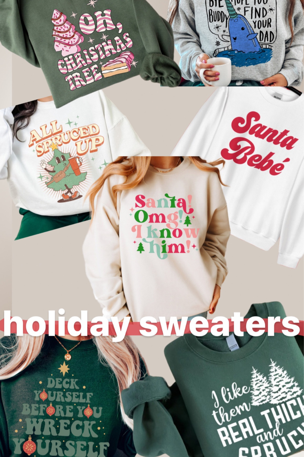 Holiday Sweaters! 

Etsy
Elf
All spruced up
Oh Christmas tree
Funny Christmas sweaters
Buddy the elf

#LTKHoliday #LTKSeasonal #LTKGiftGuide
