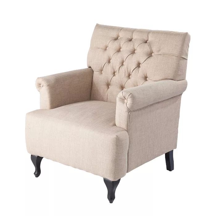 Thycoe Tufted Upholstered Armchair Oatmeal - Aiden Lane | Target