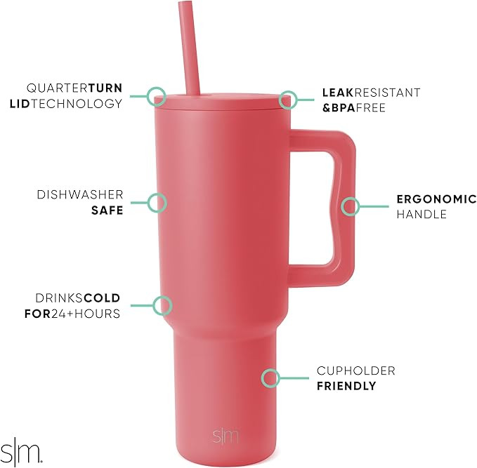 Simple Modern 40 oz Tumbler with Handle and Straw Lid | Insulated Reusable Stainless Steel Water ... | Amazon (US)