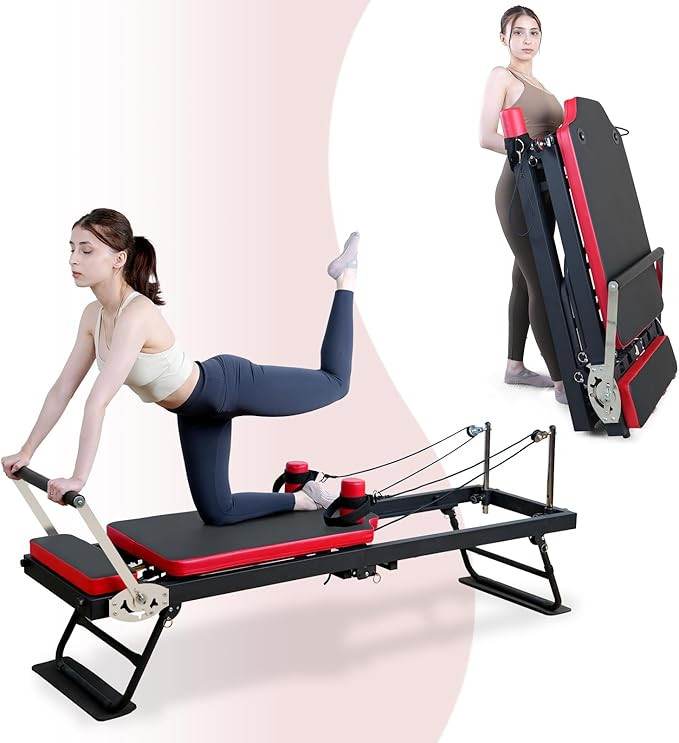 Reformer Pilates Machine, JIRTEMOT Pilates Machine with Resistance Springs and Cords, Home Foldab... | Amazon (US)