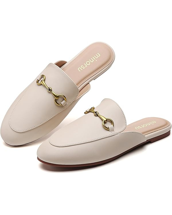 Minorsu Women's Black Animal Print Buckle Mules - Memory Foam Insole - Low Heel - Casual Mule Sho... | Amazon (US)