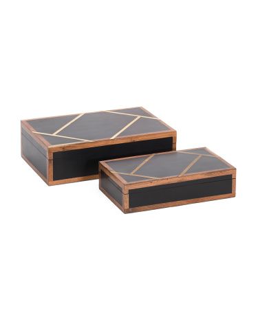 Set Of 2 Boxes With Gold Tone Inlays | TJ Maxx
