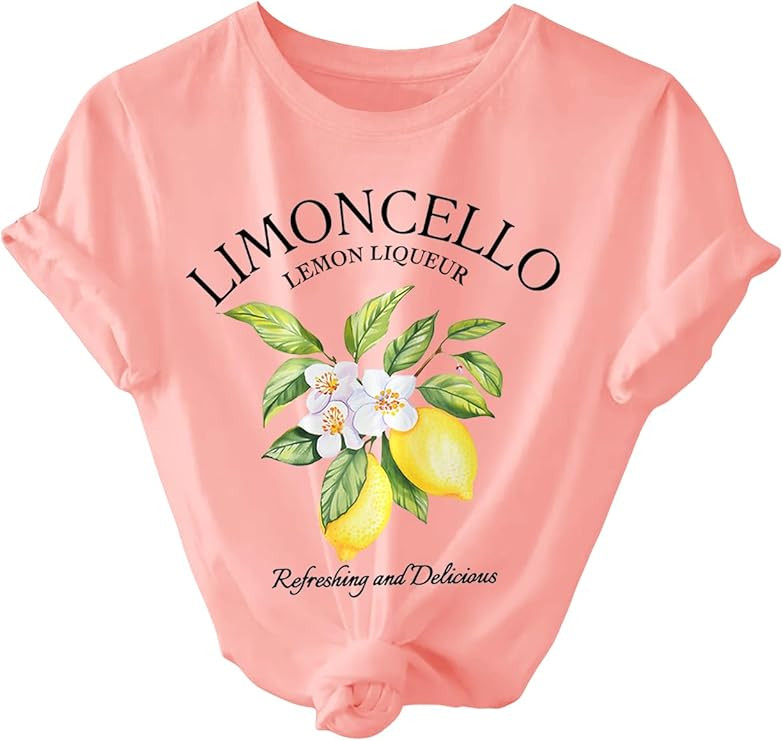 SweatyRocks Women's Lemon Shirts Letter Fruit Printed Graphic Tees Short Sleeve Casual T-Shirt St... | Amazon (US)