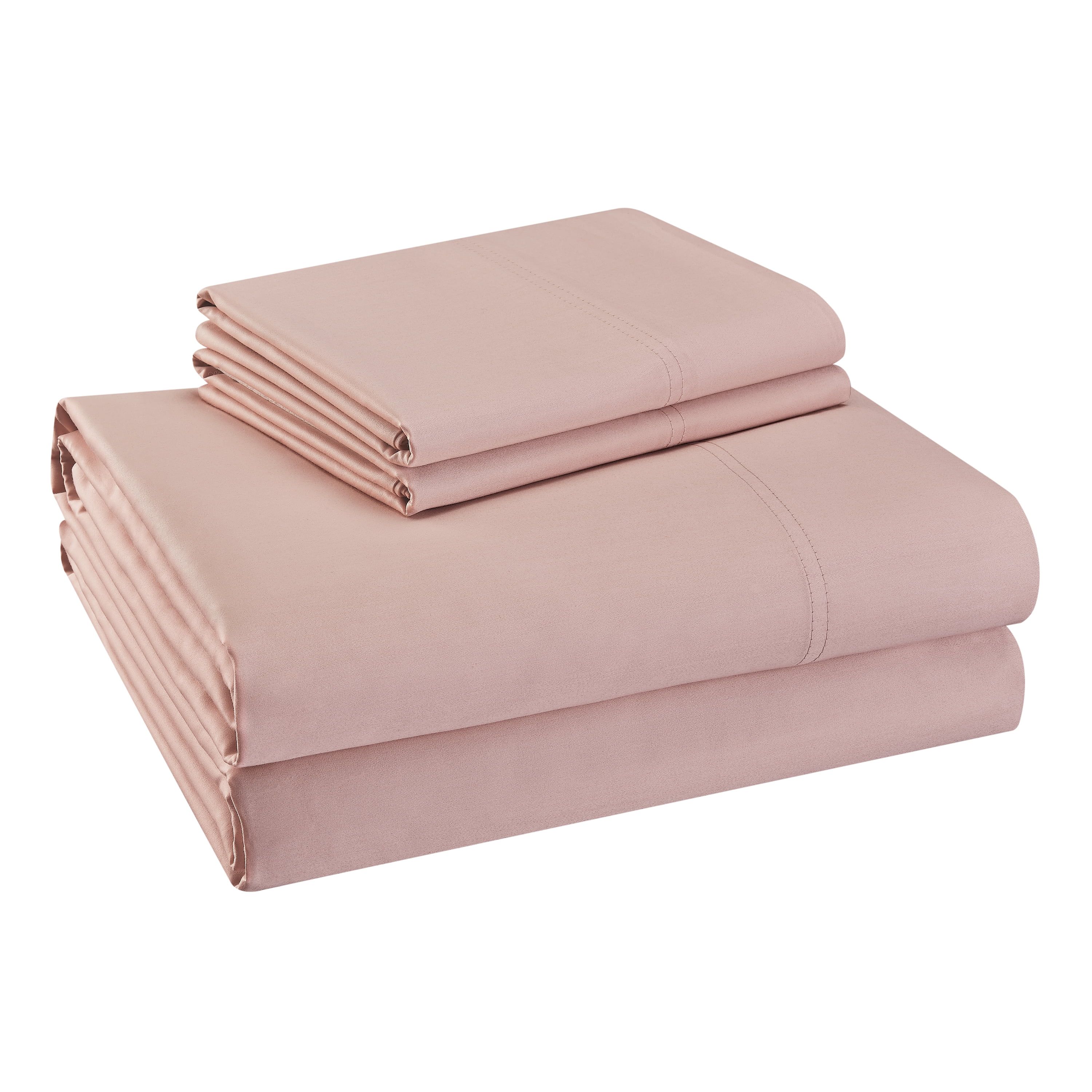 Better Homes & Gardens 300 Thread Count Pink Cotton Sateen Bed Sheet Set, Twin | Walmart (US)