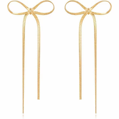 SmallRig Gold Silver Bow Drop Earrings for Women Long Tassel Chain Bow Earrings Ribbon Bowknot Dangle Earrings Jewelry Gifts | Target