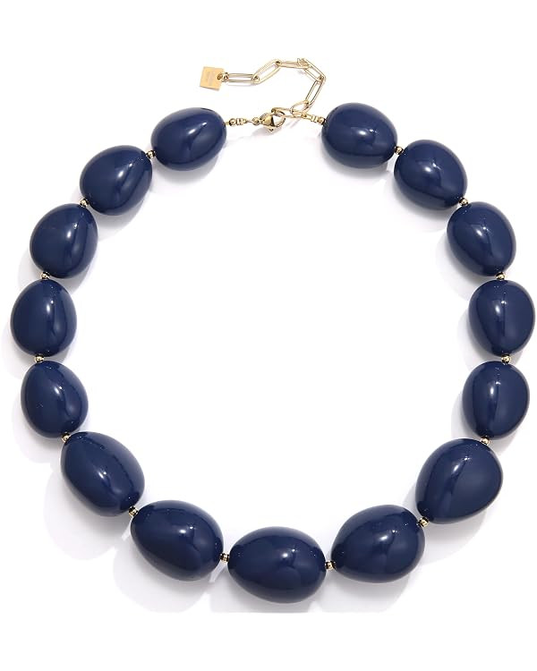Chunky Resin Beaded Necklaces for Women Colorful Statement Boho Necklace Summer Jewelry Bead Chok... | Amazon (US)