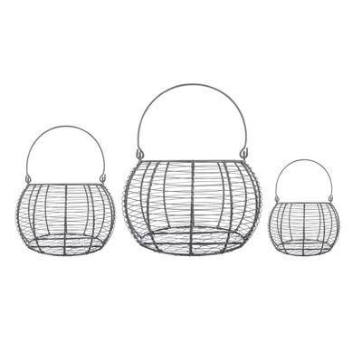 Egg Vintage 3 Piece Metal Basket Set | Wayfair North America