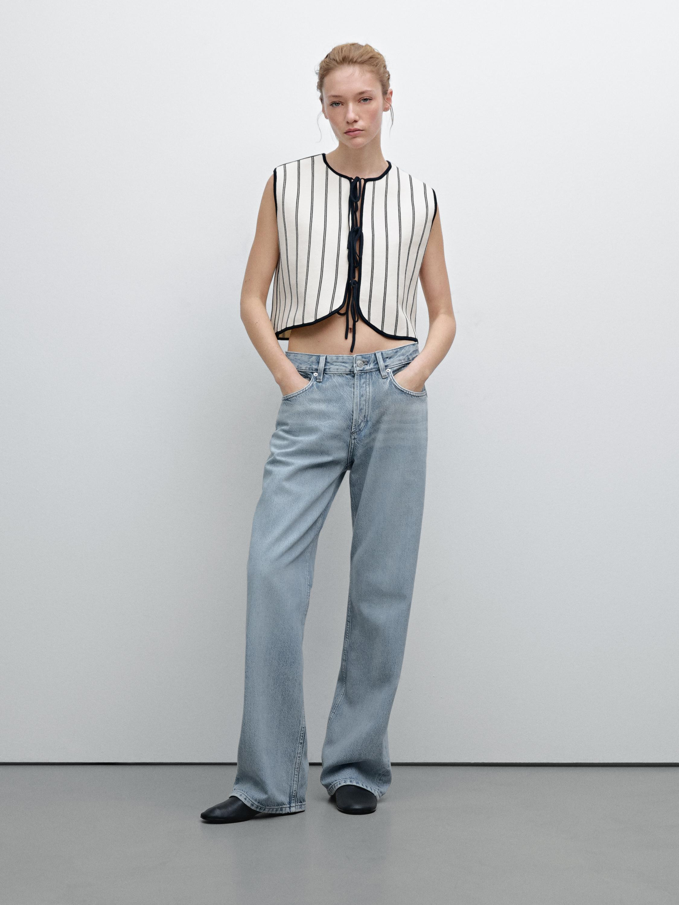 Striped knit vest with ties | Massimo Dutti US