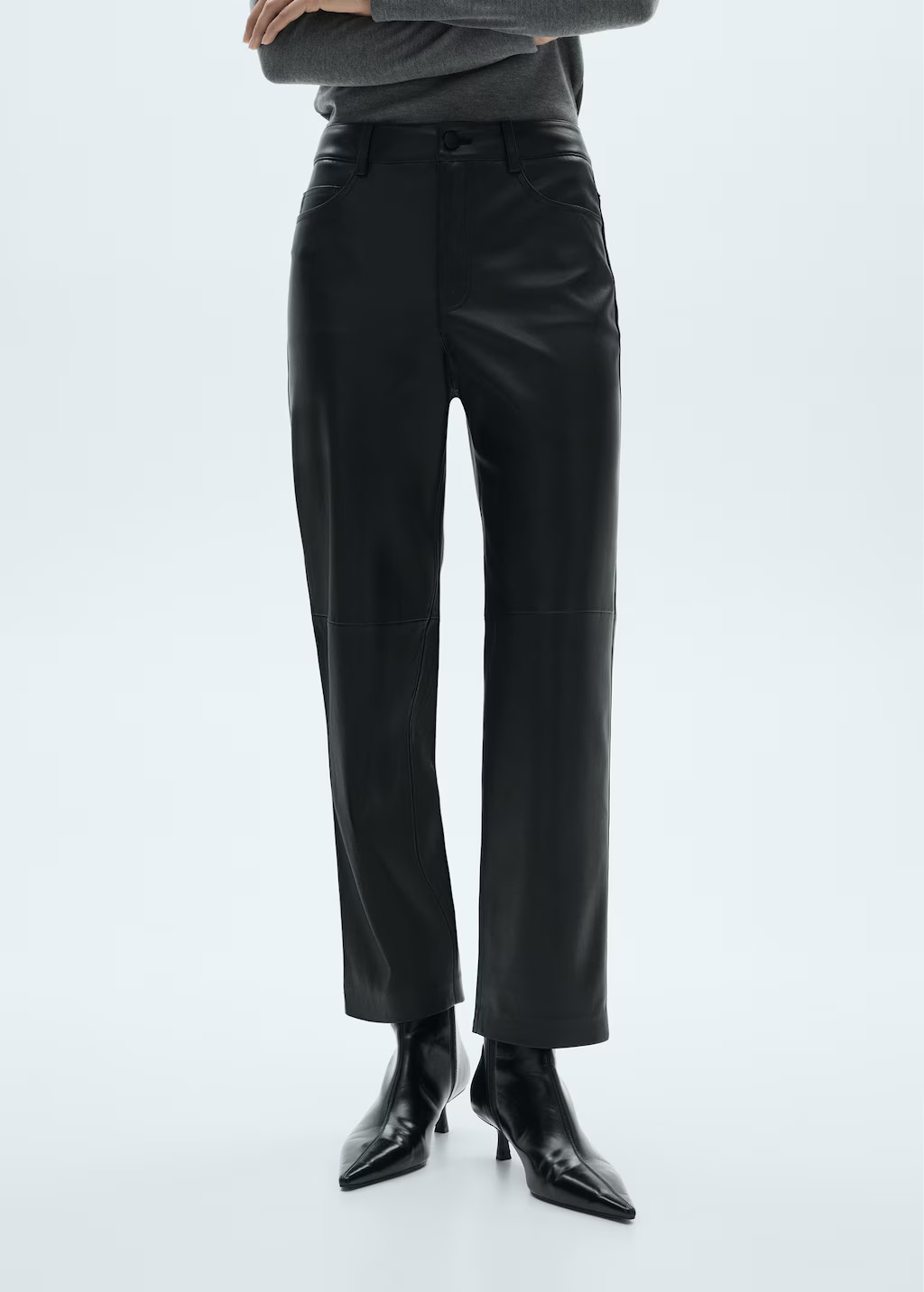 Leather-effect straight trousers | MANGO (UK)