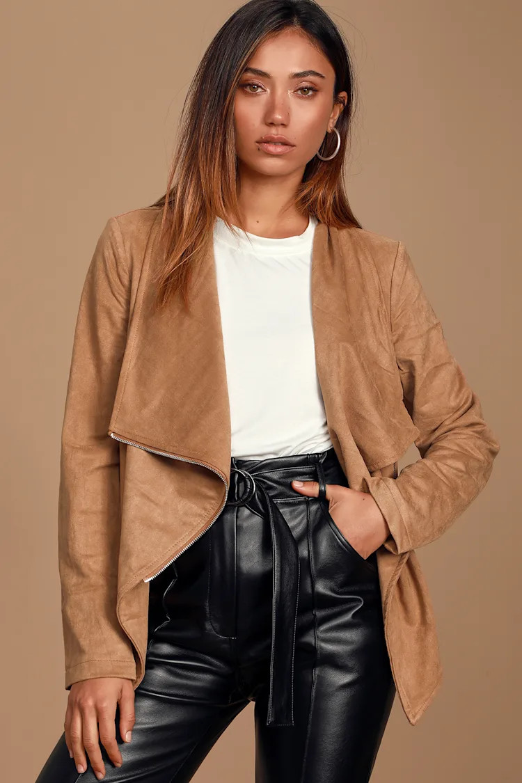 Wild at Heart Tan Vegan Suede Moto Jacket | Lulus (US)