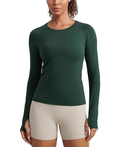 CRZ YOGA Seamless Long Sleeve Shirts for Women Waist Length - Workout Athletic Running Gym Yoga T... | Amazon (US)