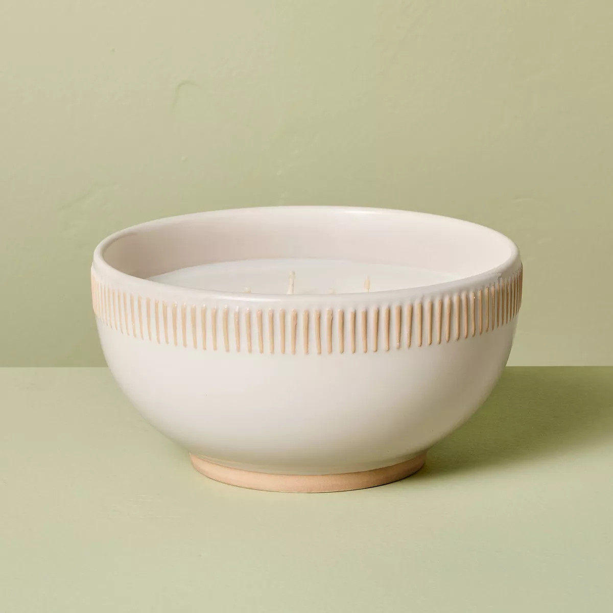 Rim Stripe Ceramic Citronella Scented Bowl Candle Cream - Hearth & Hand™ with Magnolia | Target