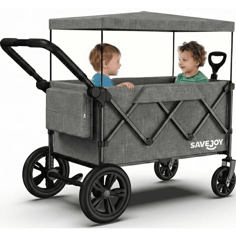 Wagon Stroller for Kids, SaveJoy 3-in-1 Collapsible Stroller Wagon for 2 Toddlers with Removable ... | Walmart (US)