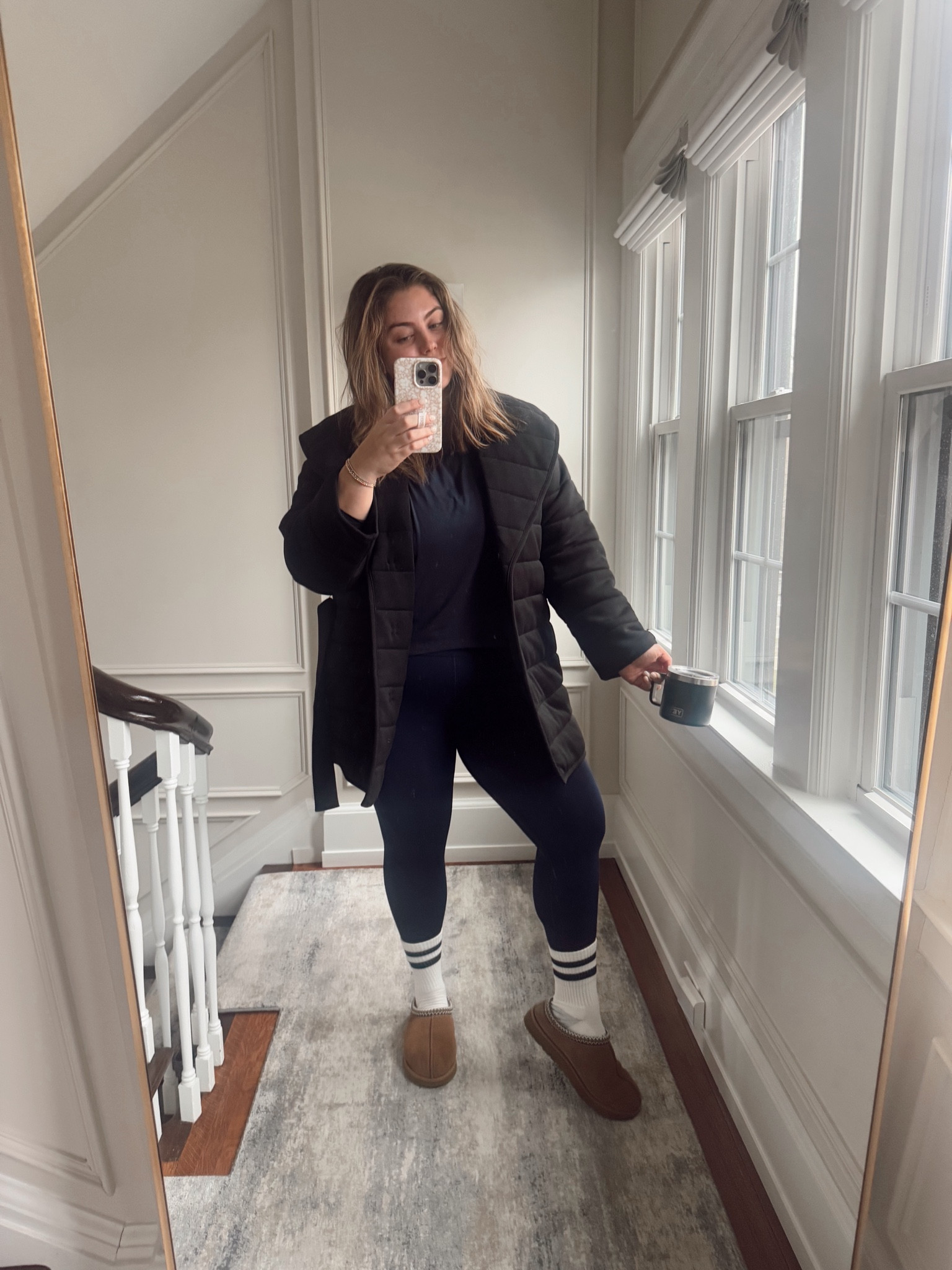 Cold, winter outfit for running quick errands! Wearing XL in top & leggings, 1X in coat. Use CARALYN20 at Spanx. 

#LTKActive #LTKMidsize #LTKSeasonal
