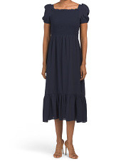 Smocked Top Puff Sleeve Midi Dress | Marshalls