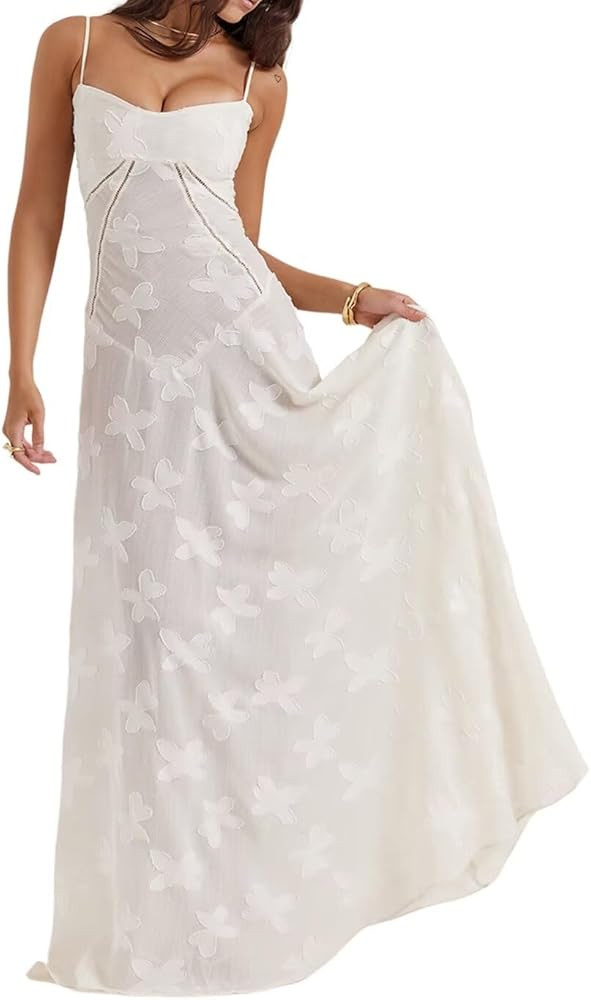 Floral Dress Long Spaghetti Strap Corset Ball Gown Formal Cocktail Dresses for Women NA132 | Amazon (US)