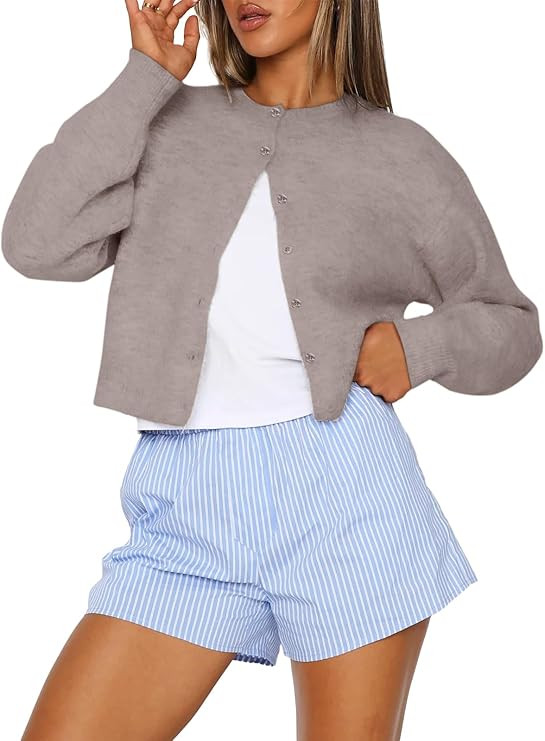 Trendy Queen Cropped Cardigan Sweaters for Women Lightweight Crop Cotton Knit Y2k Fall Outfits Fa... | Amazon (US)