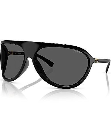 Miu Miu Women's MU A01S75-X 75mm Wrap Statement Shield Sunglasses - Black/Dark Grey | Dillard's