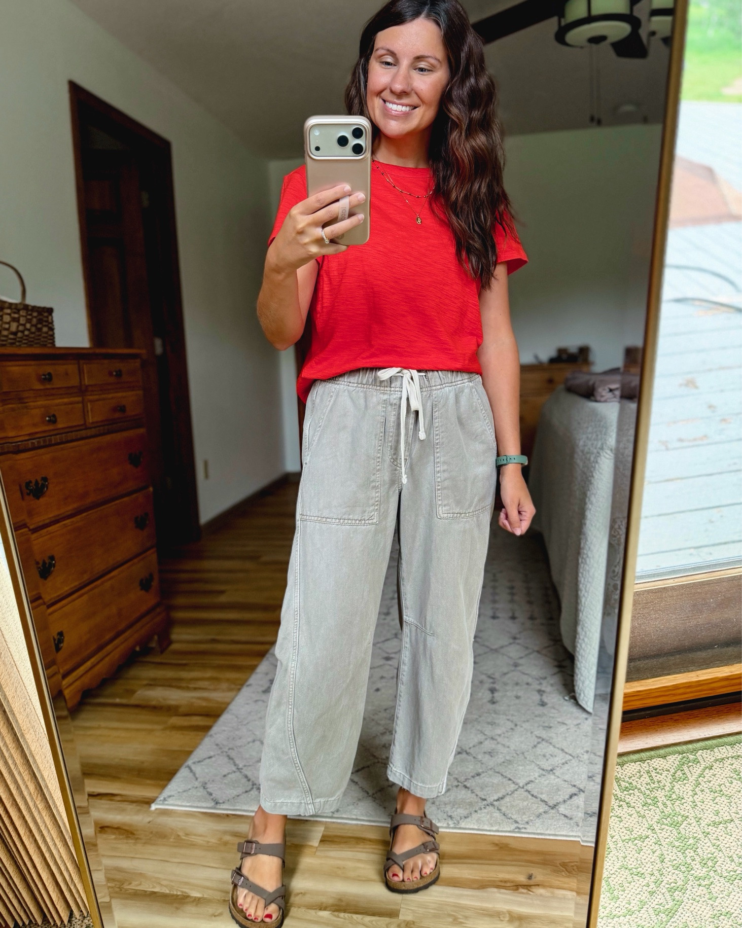 xs in my cotton tee shirt and xs short/petite in my pants (frosted morning color—I also own green!) my sandals are size 36.

#LTKPetite #LTKgrwm #LTKSeasonal