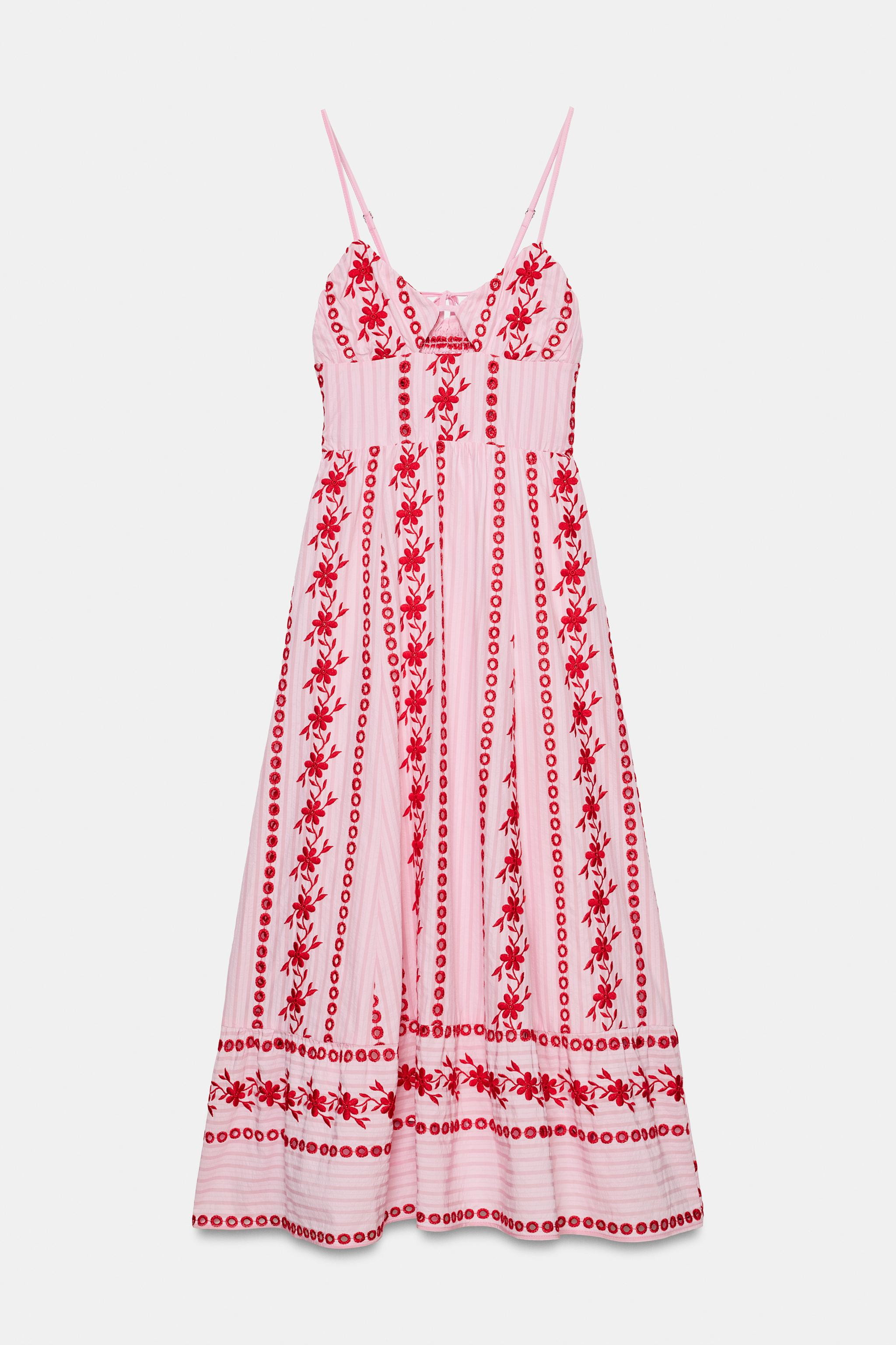 EMBROIDERED EYELET MIDI DRESS | Zara US