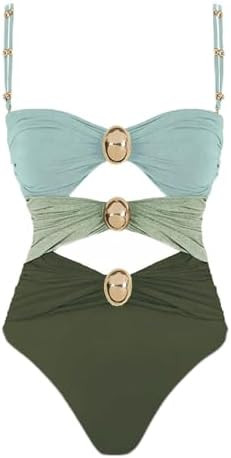 QJQ Women's One Piece Swimsuit Tummy Control Cut Out Color Block Adjustable Straps Slimming Bathi... | Amazon (US)