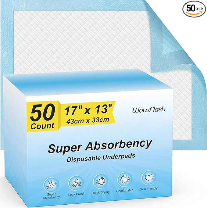50 Count Super Absorbency Disposable Underpads, Leakproof Quick Drying Disposable Pads for Baby, ... | Amazon (US)