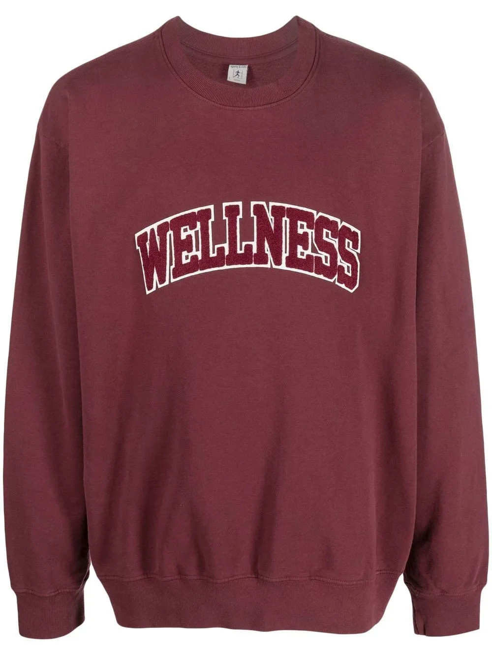 Sporty & Rich letter-patch Cotton Jumper | Red | FARFETCH | Farfetch Global