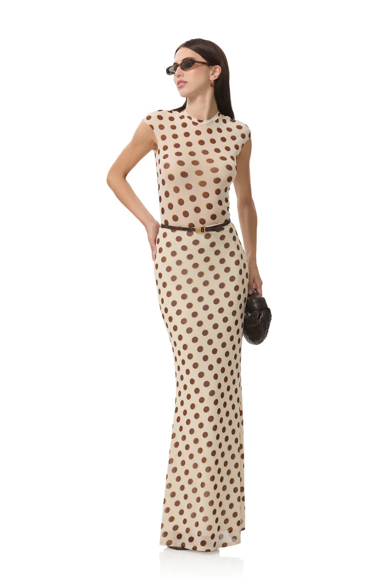 Tegan Maxi Skirt - Gold Halo Dot | ShopAFRM