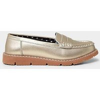 Joe Browns Metallic Leather Loafers - Gold, Yellow, Size 5, Women | Very (UK)