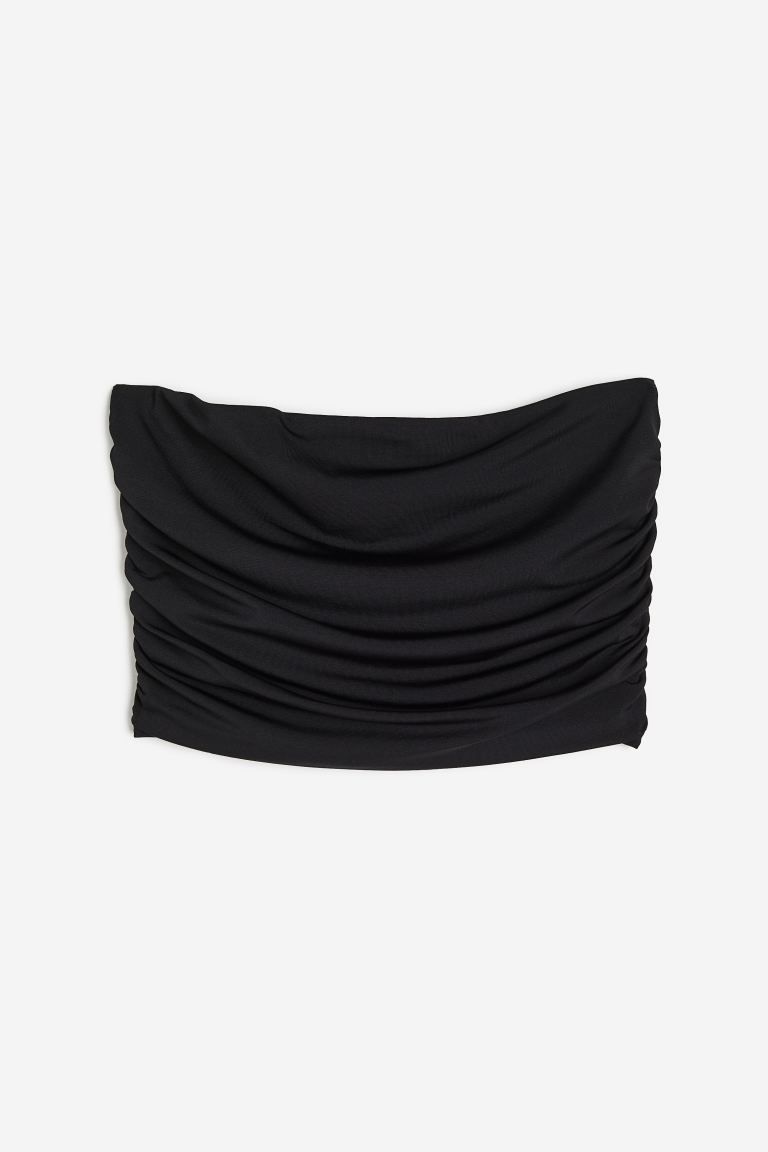 Draped Tube Top - Sleeveless - Crop - Black - Ladies | H&M US | H&M (US + CA)