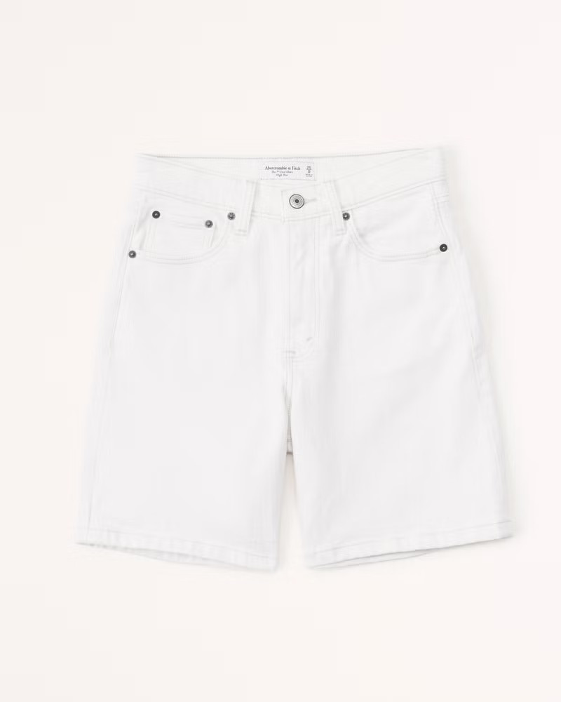 Abercrombie & Fitch Women's High Rise Dad Short in Cream - Size 34 | Abercrombie & Fitch (US)