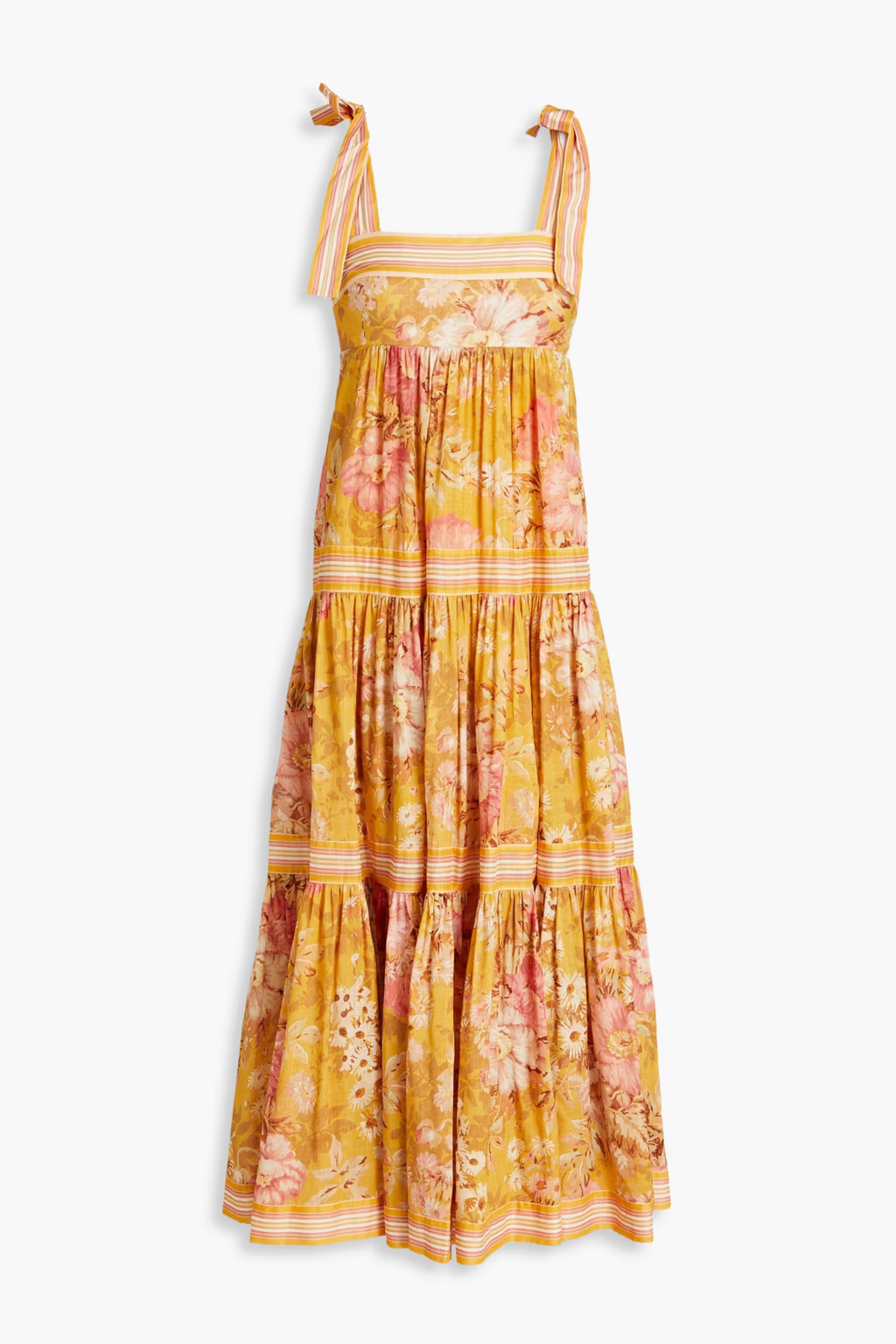Tiered floral-print cotton-gauze midi dress | The Outnet (US and CA)