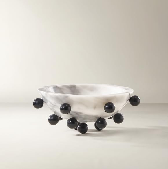Z Gallerie Borra Grey Marble Bowl – Contemporary Centerpiece & Entryway Catchall with Black Mar... | Amazon (US)