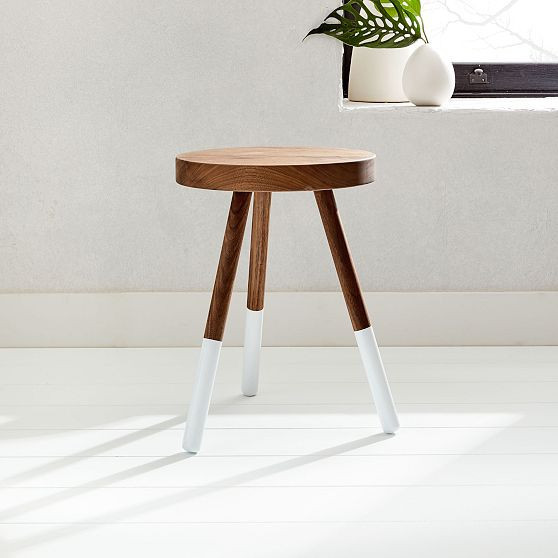 Dining Stool, White, Walnut | West Elm (US)