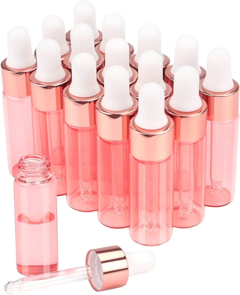 Wresty 15 Pcs Pink Glass Dropper Bottle Essential Oil Dropper Bottles Mini Glass Vials Cosmetic L... | Amazon (US)